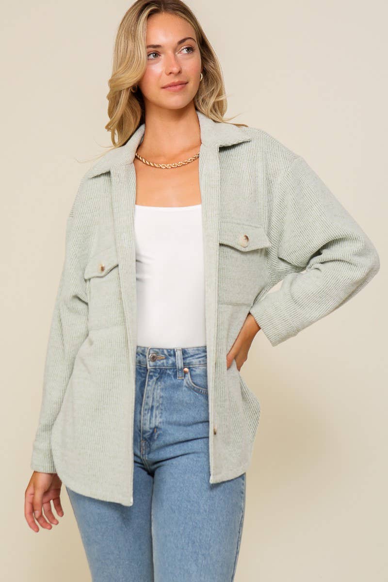 Brushed waffle knit shacket (4 colors)