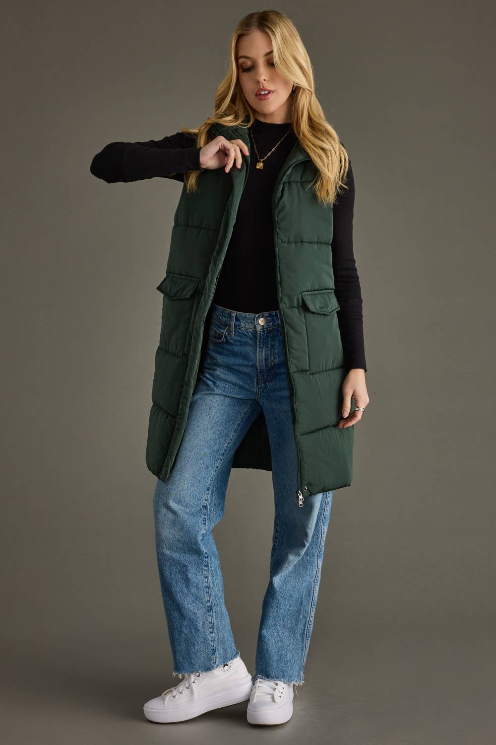 Long Vest- Dark Green