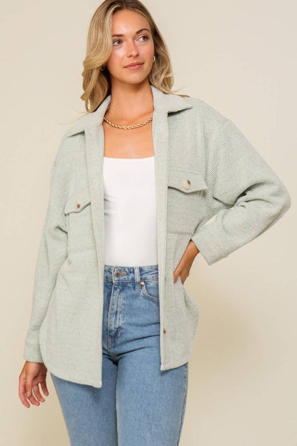 Brushed waffle knit shacket (4 colors)