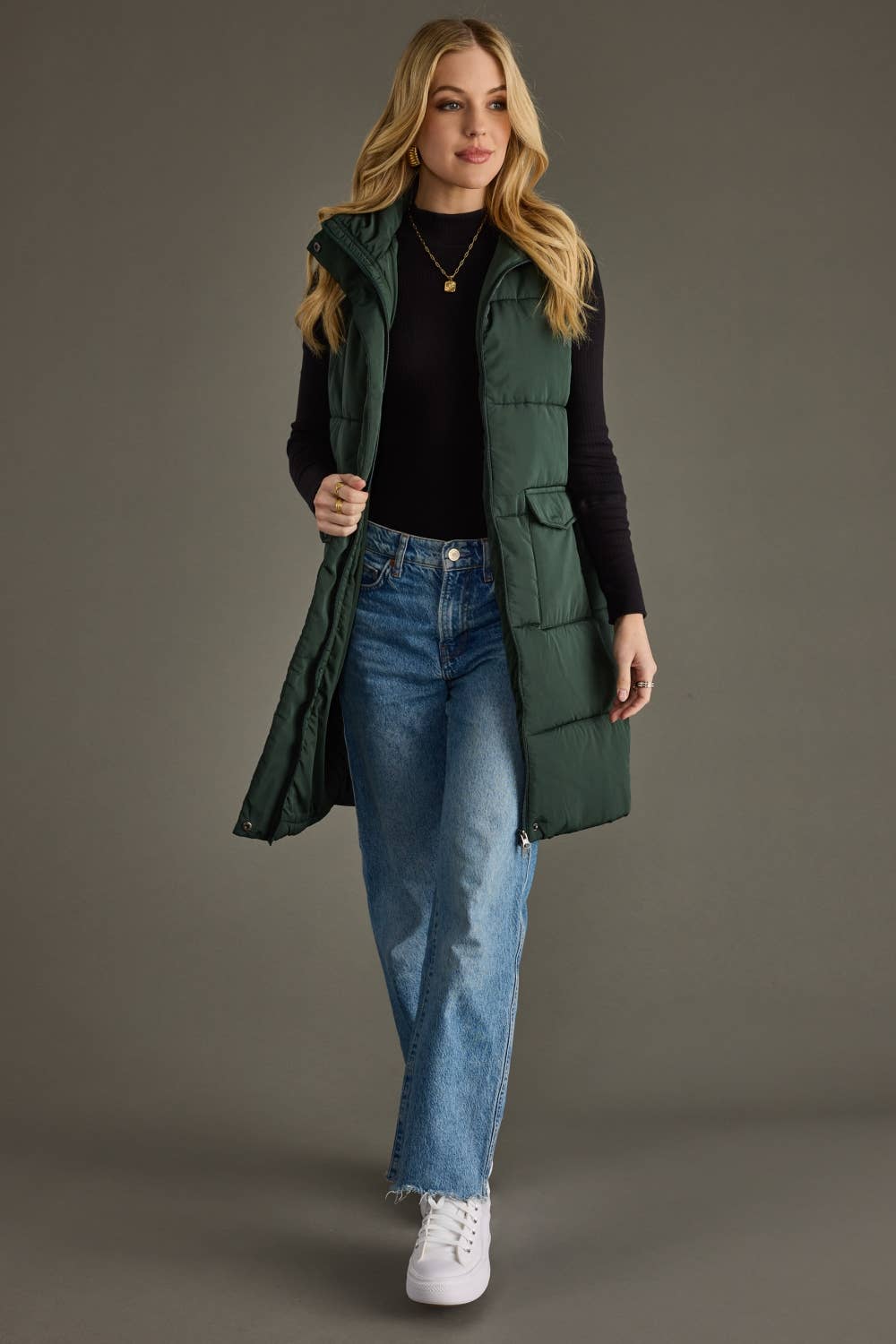 Long Vest- Dark Green