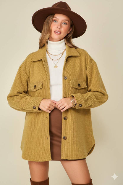 Brushed waffle knit shacket (4 colors)