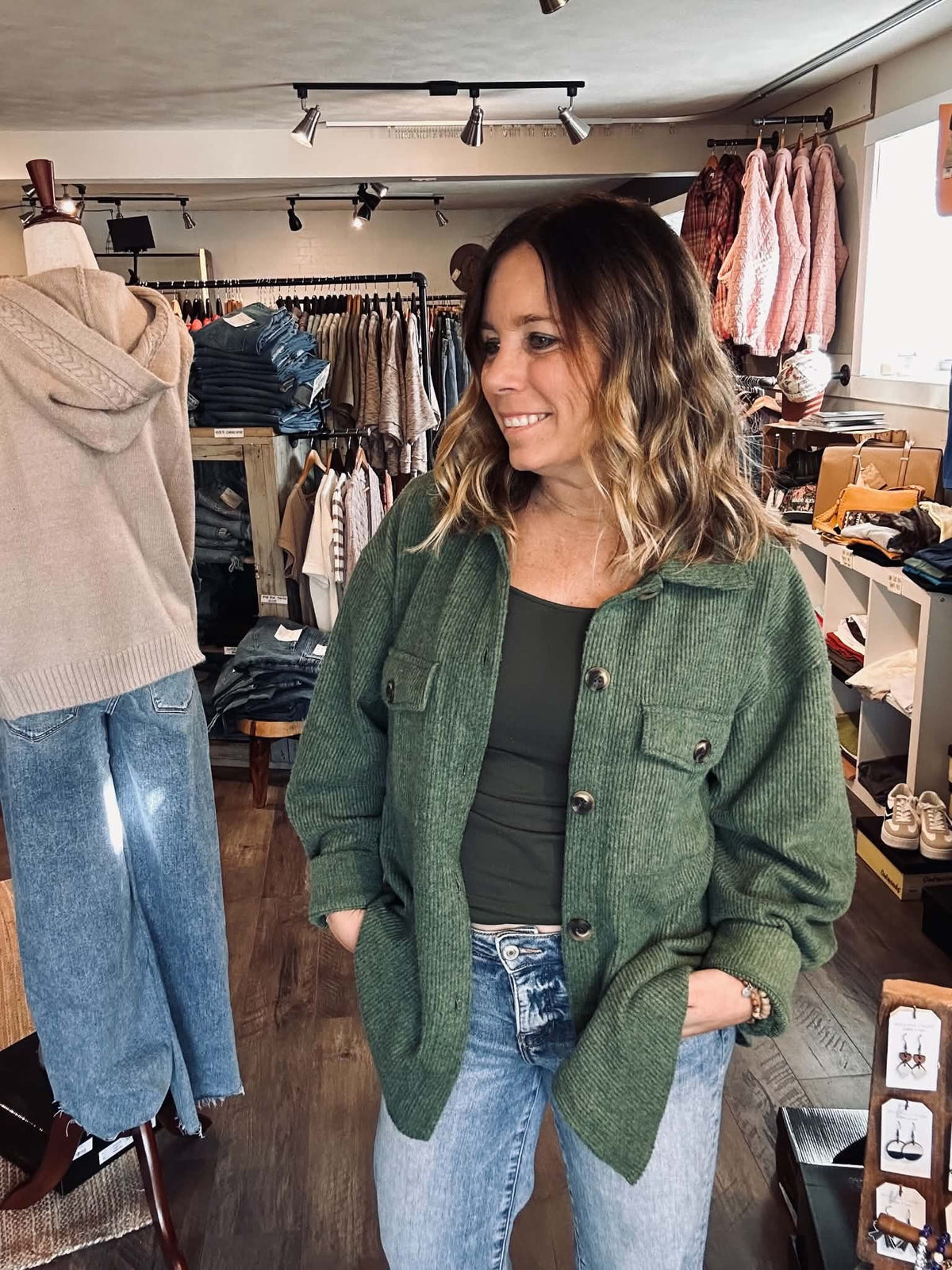 Brushed waffle knit shacket (4 colors)