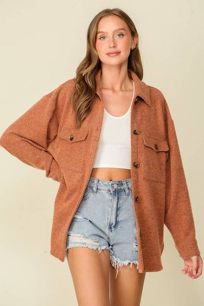 Brushed waffle knit shacket (4 colors)