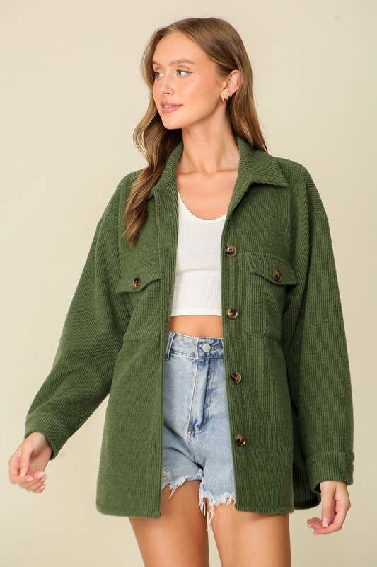 Brushed waffle knit shacket (4 colors)